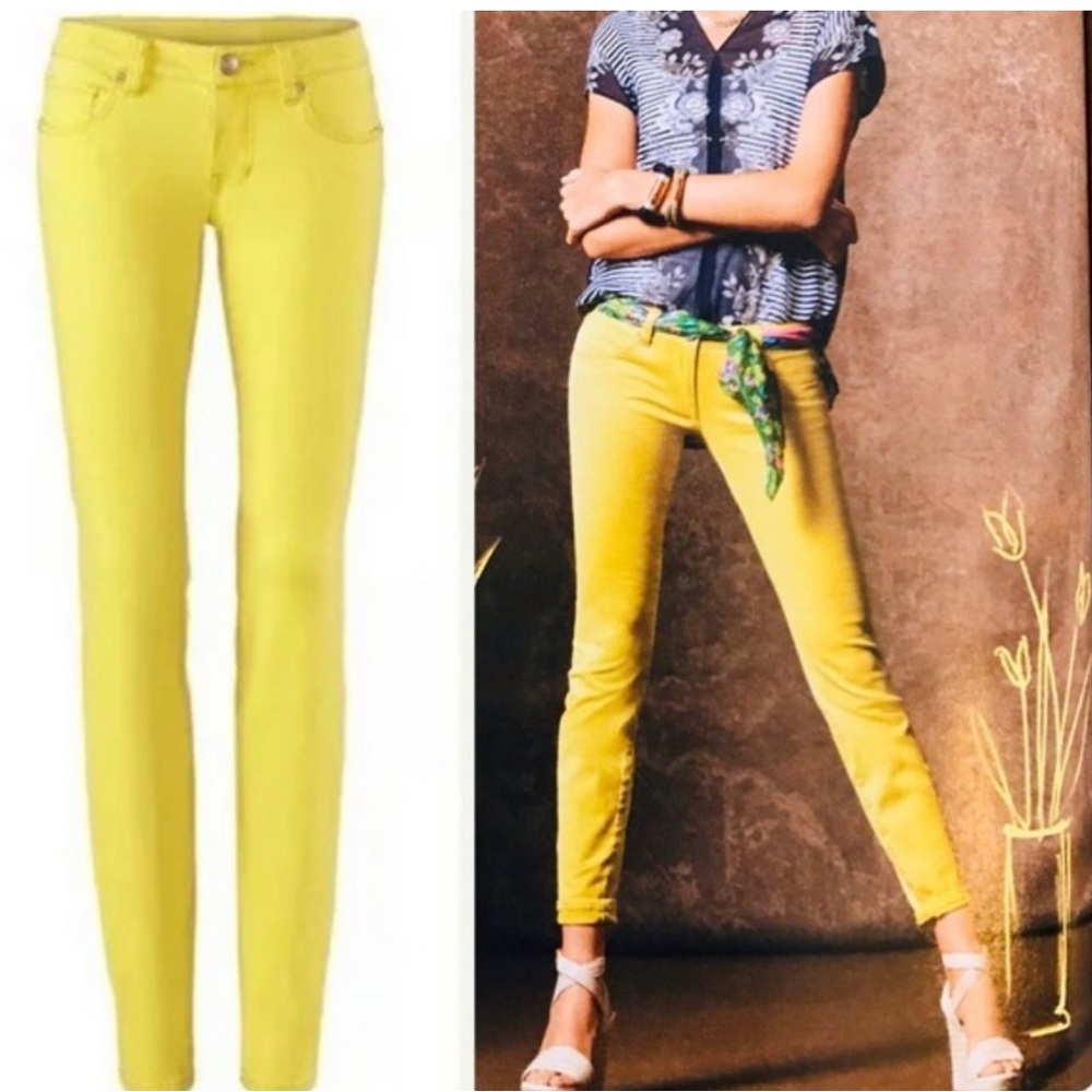 Cabi Citron Yellow Skinny stretch jeans NWOT